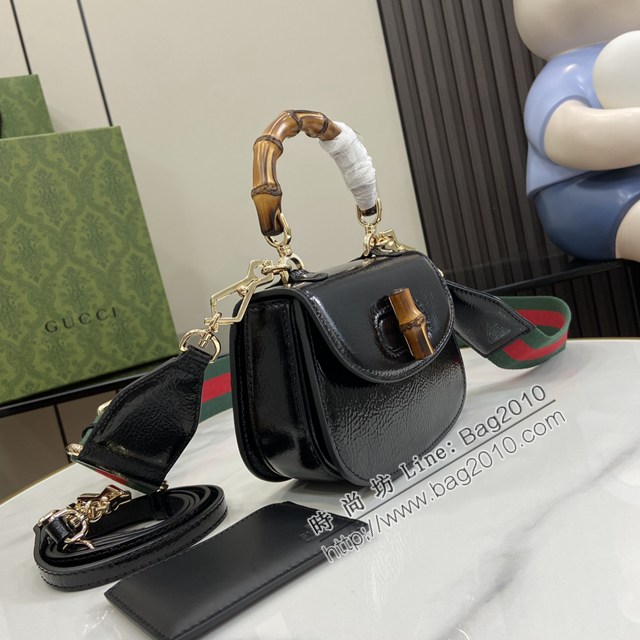 Gucci專櫃古馳最新款Bamboo 1947系列迷你竹節手提包肩背女包 jh2454型號：786482